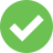 Green circular icon with white checkmark symbol centered on solid background.