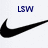 Four distinct Nike swoosh icons with blue text labels above each, displayed in a on white and gray backgrounds