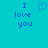 Pixelated blue text and heart symbol on cyan background, with 'I love you' repeated twice.
