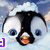 Animated penguin head with blue eyes and orange beak appears in four quadrants, each showing different colored corner symbols.