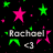 Black background with green and pink stars, a heart symbol, and the name 'Rachael' in white text.