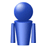 Pixelated blue figure with rounded head and rectangular torso against solid gray background, no visible facial features or clothing details.
