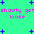 Pixelated text and blue stars on a bright green background with repeated phrases.