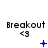 Static image of 'Breakout' text with '<3' beneath it, accompanied by a blue plus sign that changes to star and X in subsequent frames.