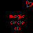 Red pixelated heart symbol above red text reading 'magic circle ct:' on black background.