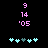 Two identical vertical stacks of pink pixelated numbers and light blue plus signs on a black background, with the left stack's bottom shifted right