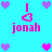 Pixelated cyan background with pink and purple heart icons and repeated 'I love jonah' text in pink pixel font.