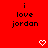 Red background with black text reading "i love jordan" repeated across the image, featuring white pixelated heart and arrow symbols in various positions.
