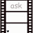 A filmstrip-style animation with three vertical of text showing sequential changes in the words 'ask', 'me', and 'out'
