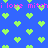 Blue background with repeating green pixelated hearts and pink text reading "i love mitchi" in two horizontal bands.