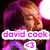 A four- of pixelated images featuring a person with long hair and another with short dark hair, displaying text overlays including 'david cook' and 'next american idol'