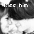 Black-and-white pixelated image of a person with dark hair, showing partial text reading 'kiss him while you can...' across the top and bottom sections.
