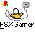 Animated contact sheet showing two frames of a pixel art buddy icon with text promoting 'badassbuddy.com' and the name 'PSXGamer'.