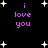 Black background with white star shapes and pink text reading 'i love you' in two vertical