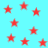 Red five-pointed stars scattered across a light blue background with no visible motion or text.