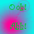 Green pixelated text 'Ooh!' and 'Ah!' on cyan background with pink radial blur, alternating in four quadrants.