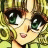 Pixelated anime-style character face with green eyes and yellow hair on left, black background with white text "Anime IM" and signature on right.