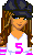Pixelated character with long brown hair wearing a dark cap and white shirt, standing next to text reading 'Baby Cakes' on pink and white backgrounds.