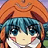 Pixelated anime-style character with orange hair and blue eyes on left, black background with white text "Anime IM" and signature on right in a 2x1 contact sheet layout.