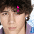 A person with dark curly hair appears in four , each showing different pink text above the head: 'i', 'love', 'pick', and a blank space