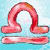 Static pixelated icon of a pink and red zodiac Libra symbol on a light blue background with subtle gradient.