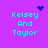 Pixelated cyan text 'Kelsey And Taylor' on purple background with blue heart and starburst symbols above and below.