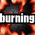 Animated icon with fiery background and partially visible text reading 'burningensatio' in bold white letters on black bar.