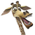 Pixelated cartoon giraffe with brown and tan spots, large eyes, and a long neck, standing against a white background.