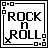 Animated contact sheet of a pixel-art rock princess character with multiple frames showing different poses and text variations including "ROCK n ROLL" and "princess".