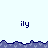 Pixelated image with repeated 'ily' text and blue wave-like borders on light background.