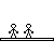 Pixel art animation of stick figures interacting on a horizontal line, showing sequential actions from standing to combat and explosion effects.