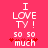 Pixelated text on a solid pink background reads 'I LOVE TV! so so much' with red asterisks flanking 'much'.