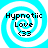 Four identical 48x48 pixel animated frames arranged in a contact sheet showing a hypnotic spiral with text overlay.