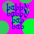 Blue stylized text 'lalalalalala' on a bright pink background with green and gray circles, animated with shifting circle positions.