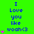 Green background with blue text reading "I Love you like woah<3" and pink heart symbols in various positions across three