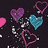 Pixelated hearts in pink, purple, and blue float against a dark background with scattered white dots; red text reads 'ALLISON!!!!' at the bottom right.