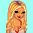 Pixel art contact sheet showing multiple frames of a blonde female character in various outfits and poses with overlaid text phrases on pink background.
