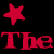 Red text and stars on black background with repeated words and partial text fragments.