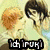 Pixelated anime-style character portraits with text overlay, featuring orange-haired and dark-haired figures in a