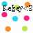 Pixelated icon with 'Lebey' text and '<3' symbol surrounded by colored dots in three distinct arrangements.