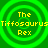 Four identical green circular icons with yellow text reading "The Tiffosaurus Rex" arranged in a on a green background