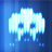 Pixelated blue and white icon resembling a classic video game alien with two eyes, set against a gradient blue background.