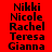 Red background with black text listing names in three , white horizontal bars shift position across frames