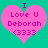 Two identical pink heart-shaped icons with purple text on a teal background, each displaying 'I Love U Deborah (333)' and featuring subtle pixelation.