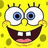 Yellow cartoon character with large blue eyes, two front teeth, and a wide smile on a yellow background with green spots.