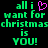 Green pixelated text on black background reads 'all i want for christmas is you!' with a pink heart symbol replacing 'love' in the first line.