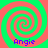 Four identical spiral patterns with alternating green and pink rings, each labeled "Angie" in blue text below the spiral.