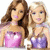Two pixelated dolls with long hair stand side-by-side on a white background, next to text reading "Think of ME" and "As a Barbie You Can't Play With!".
