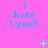 A static image with a bright pink background displays repeated text "i hate Lynn!!" in blue, accompanied by scattered green plus and star symbols.