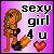 Pixelated cartoon of a woman in black lingerie and high heels on a pink background with "sexy girl 4 u" text and a red heart symbol.